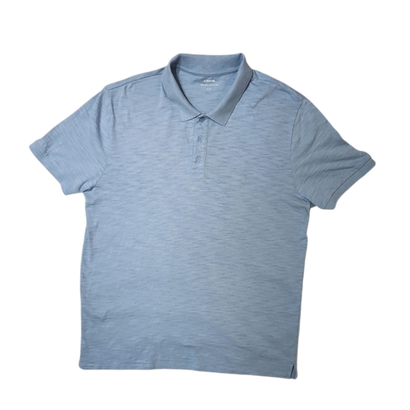 Vince Classic Slub Polo Shirt sz L cornflower blue - Picture 2 of 8